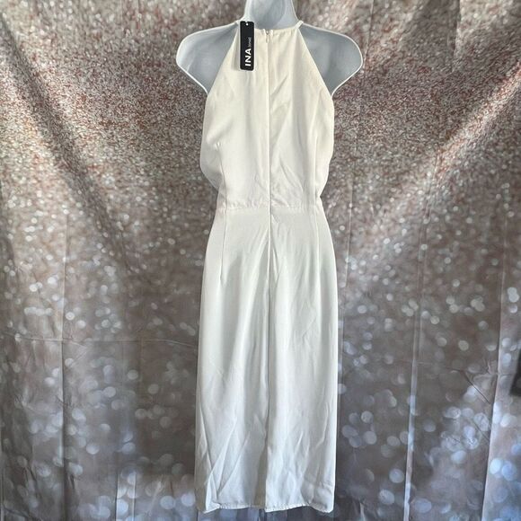 High neck sleeveless midi dress with mesh cutout detail at bust, NWT, size large - Picture 3 of 8